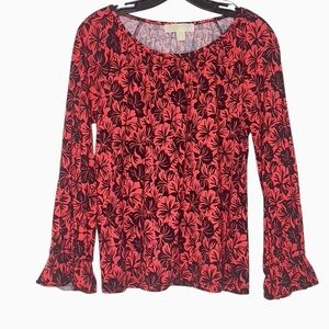 Michael Kors Red & Black Floral Print
Long Sleeve Blouse - Size S